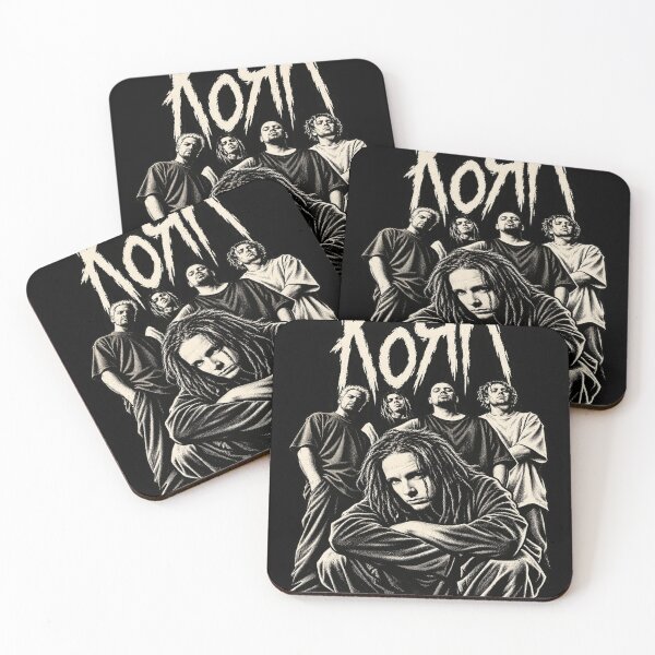 Item preview, Korn Band Portrait Jonathan Davis Dreads Classic Lineup Black White designed and sold by choudane.