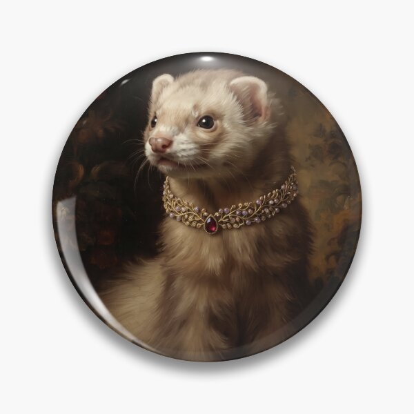 Item preview, Royal Ferret Portrait with Ruby Gold Choker designed and sold by Real Beast Art.