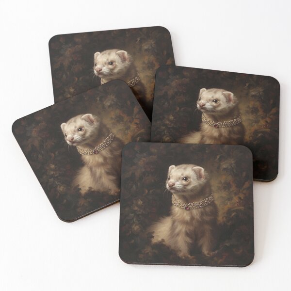 Item preview, Royal Ferret Portrait with Ruby Gold Choker designed and sold by Real Beast Art.