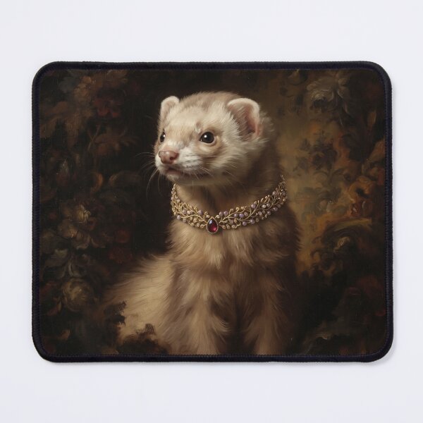 Item preview, Royal Ferret Portrait with Ruby Gold Choker designed and sold by Real Beast Art.