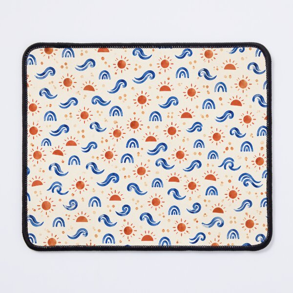 Item preview, Terracotta Tide – Blue Waves and Terracotta Suns designed and sold by BLUEFOX05.