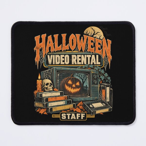 Item preview, Halloween Video Rental Staff 1980s Retro VHS Counter Artwork designed and sold by Felinefinesse.