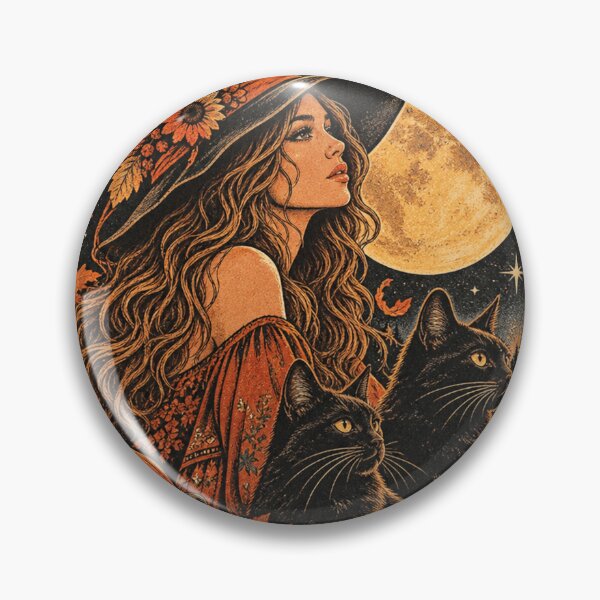 Item preview, Moonlit Witch Cats Autumn Halloween Vintage Graphic designed and sold by Drifka.