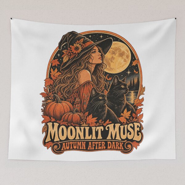 Item preview, Moonlit Witch Cats Autumn Halloween Vintage Graphic designed and sold by Drifka.