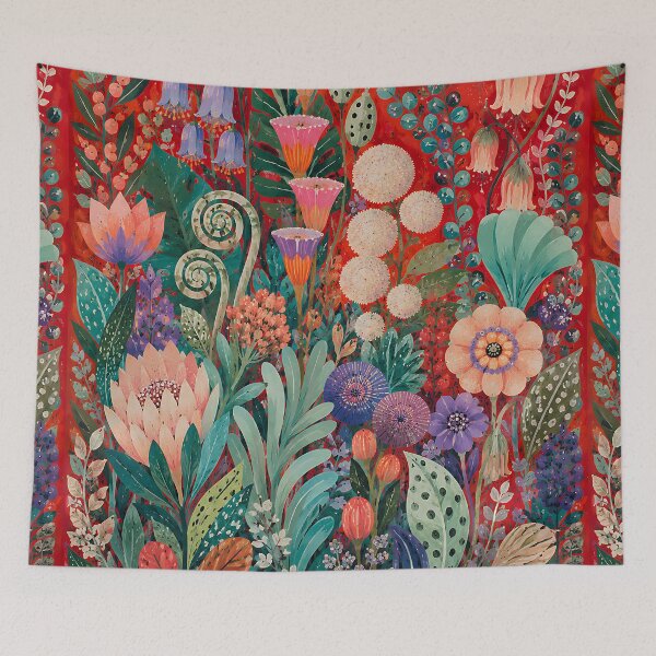 Item preview, Maximalist Botanical Garden Vibrant Floral Folk Art designed and sold by artswag.