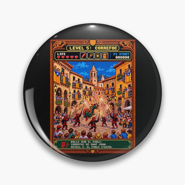 Item preview, Correfoc – Catalan Fire Festival Retro Arcade Pixel Art designed and sold by TerradVents.