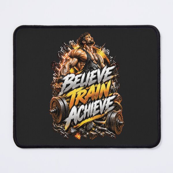 Item preview, Believe Train Achieve | Bodybuilding Gym Motivation Design designed and sold by M. Mamdouh Artworks.