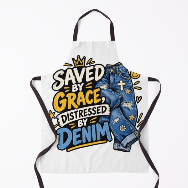 Item preview, Saved by Grace, Distressed by Denim – Funny Christian Fashion Description: designed and sold by Obinne.