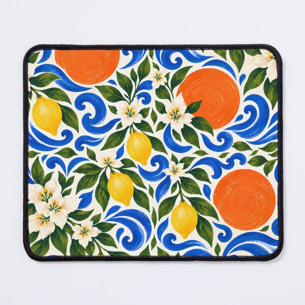 Item preview, Wave – Mediterranean Citrus and Blue Swirl Pattern designed and sold by BLUEFOX05.