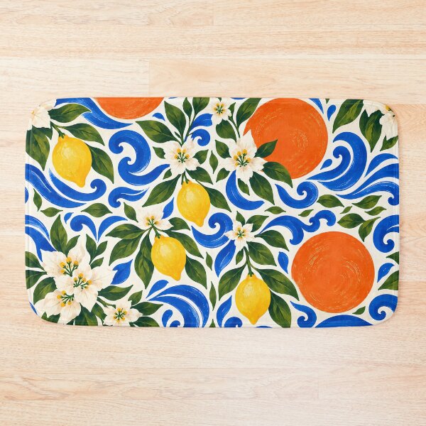 Item preview, Wave – Mediterranean Citrus and Blue Swirl Pattern designed and sold by BLUEFOX05.