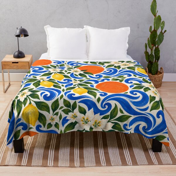 Item preview, Wave – Mediterranean Citrus and Blue Swirl Pattern designed and sold by BLUEFOX05.