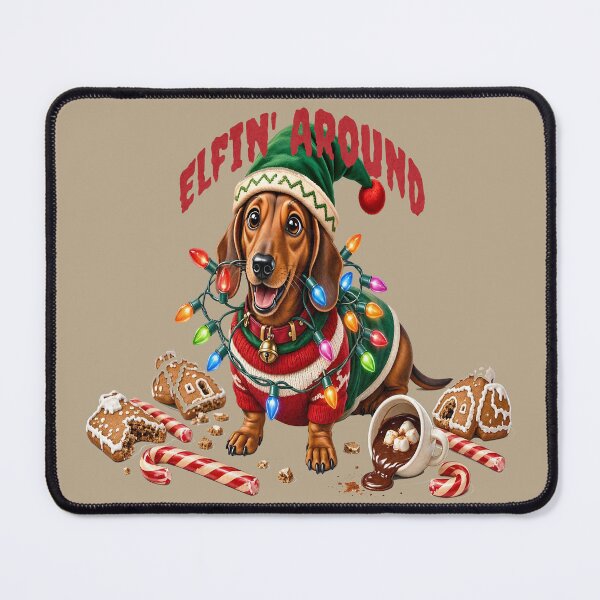 Item preview, Elfin Around Christmas Dachshund Funny Holiday Lights Dog designed and sold by CraftyValley.