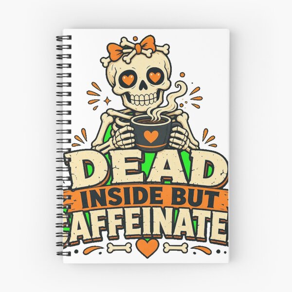 Item preview, Dead Inside But Caffeinated Cute Skeleton Coffee Tee designed and sold by GSideArtStore.