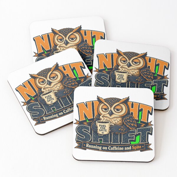 Item preview, Night Shift Running On Caffeine And Spite Owl Tee designed and sold by GSideArtStore.