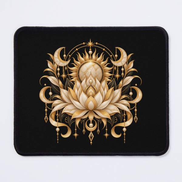 Item preview, Boho Celestial Sacred Gold Lotus Sun Art designed and sold by BohoMysticArt.
