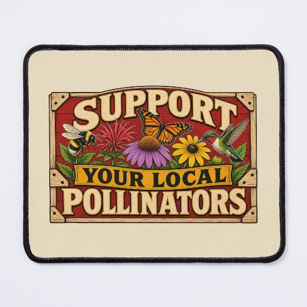 Item preview, Support Your Local Pollinators Bee Monarch Hummingbird Crate Label designed and sold by shifumart.