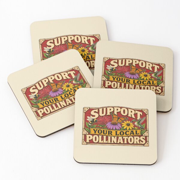 Item preview, Support Your Local Pollinators Bee Monarch Hummingbird Crate Label designed and sold by shifumart.