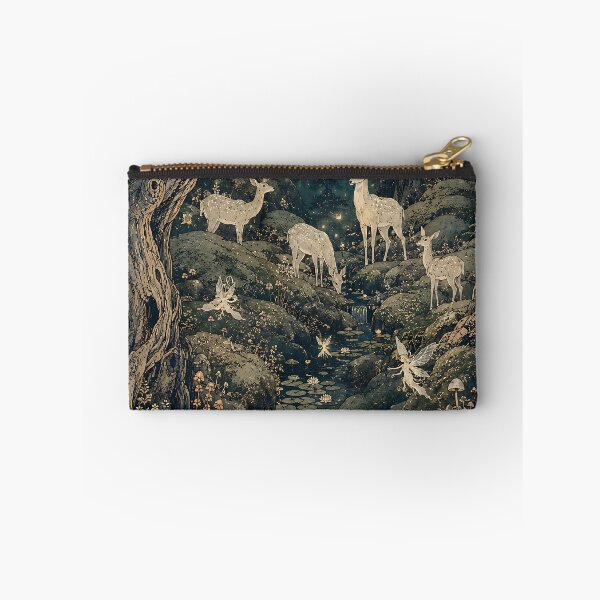 Item preview, Enchanted Japanese Forest Deer and Fairies Vintage Woodblock Art designed and sold by artswag.