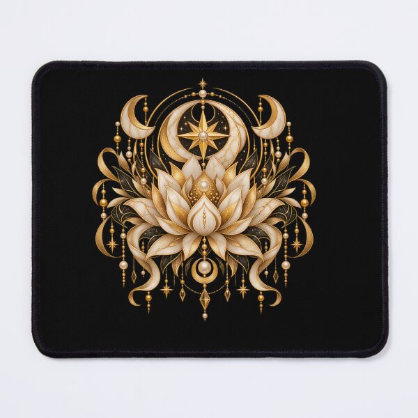 Item preview, Boho Celestial Sacred Gold Lotus Star Art designed and sold by BohoMysticArt.