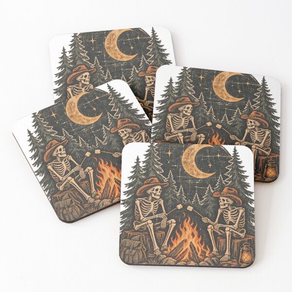 Item preview, Skeleton Campfire Under The Moon Halloween Autumn Vintage designed and sold by Drifka.