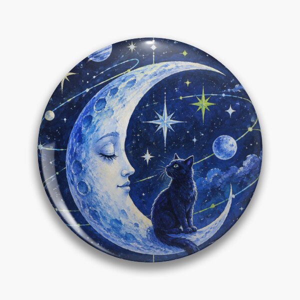 Item preview, Celestial Black Cat Moon Art Mystical Night Sky Fantasy designed and sold by Pick&Grin.