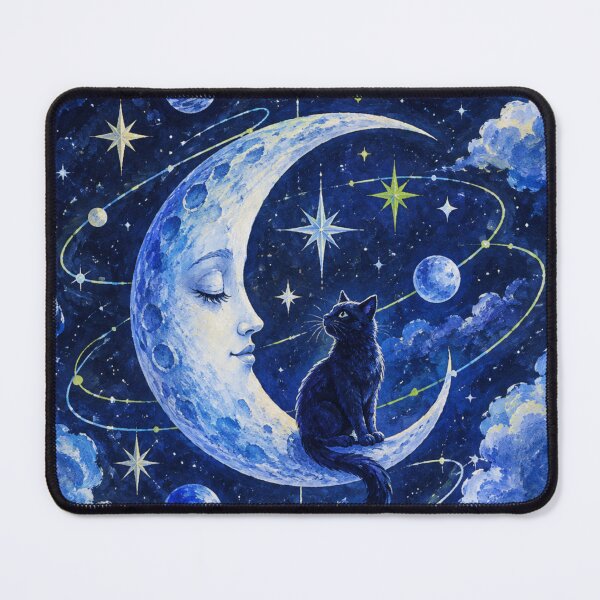 Item preview, Celestial Black Cat Moon Art Mystical Night Sky Fantasy designed and sold by Pick&Grin.