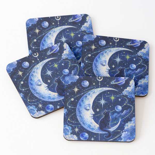 Item preview, Celestial Black Cat Moon Art Mystical Night Sky Fantasy designed and sold by Pick&Grin.