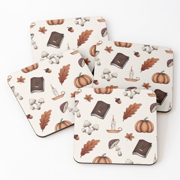 Item preview, Cozy Autumn Pattern (Mushrooms, Pumpkins, Candles, Books)  designed and sold by By_Lisart.