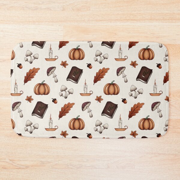 Item preview, Cozy Autumn Pattern (Mushrooms, Pumpkins, Candles, Books)  designed and sold by By_Lisart.