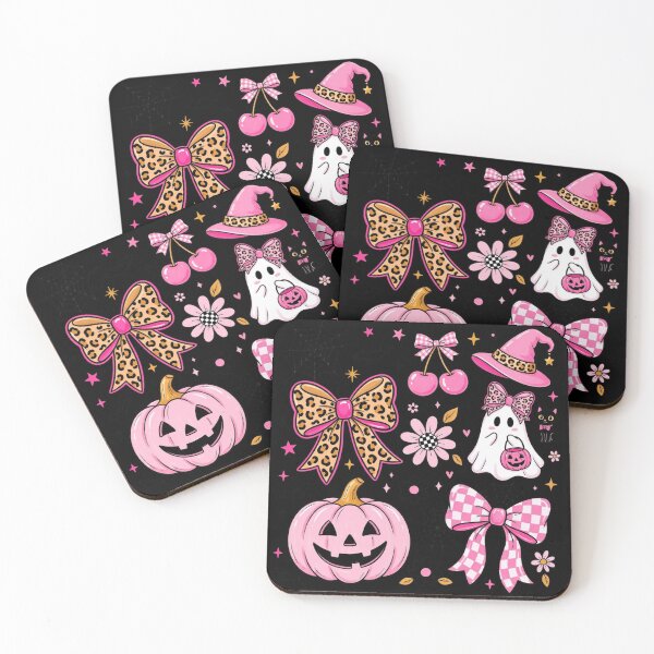 Item preview, Pink Halloween Leopard Checkered Coquette Bow Ghost Pumpkin Cute Girly Spooky designed and sold by Thread&Fable.
