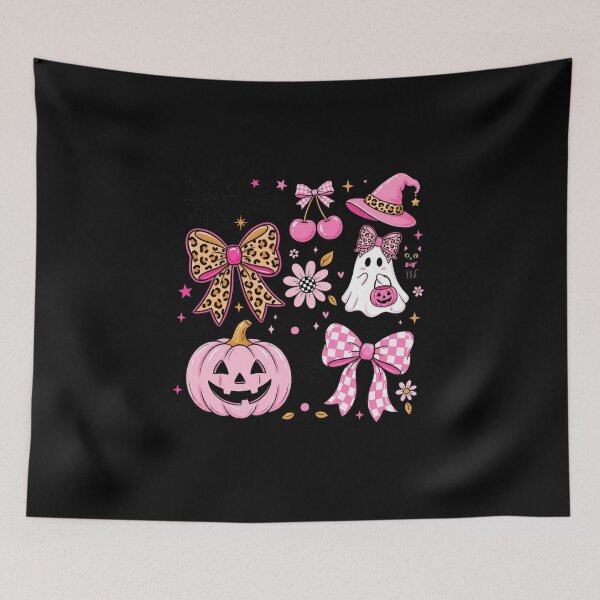 Item preview, Pink Halloween Leopard Checkered Coquette Bow Ghost Pumpkin Cute Girly Spooky designed and sold by Thread&Fable.