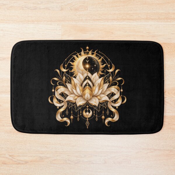 Item preview, Boho Celestial Sacred Gold Lotus Yin Yang Art designed and sold by BohoMysticArt.