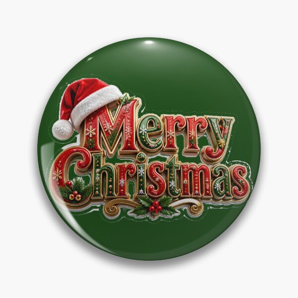 Item preview, Merry Christmas Shiny Text with Festive Santa Hat designed and sold by MargaretPolanco.