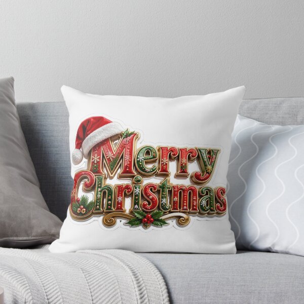 Item preview, Merry Christmas Shiny Text with Festive Santa Hat designed and sold by MargaretPolanco.
