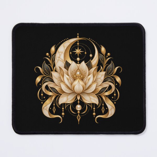 Item preview, Boho Celestial Sacred Gold Lotus Flower Art designed and sold by BohoMysticArt.