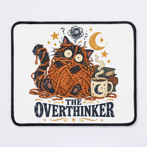 Item preview, The Overthinker Cat - Funny Introvert & Book Lover Tarot designed and sold by Cozy Introvert Club.