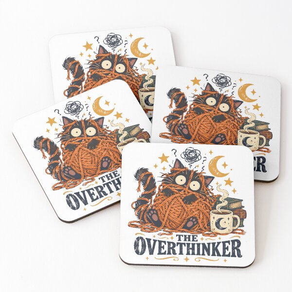 Item preview, The Overthinker Cat - Funny Introvert & Book Lover Tarot designed and sold by Cozy Introvert Club.