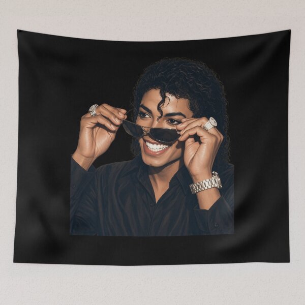 Item preview, Michael Jackson Portrait Smiling Sunglasses Gold Jewelry Black Shirt designed and sold by choudane.