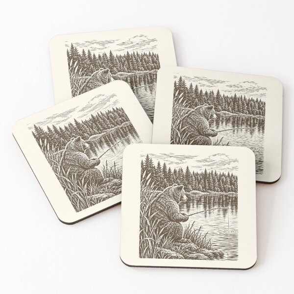 Item preview,  Bear Fishing Vintage Wildlife Animal Cottagecore  designed and sold by Y-Vibes.