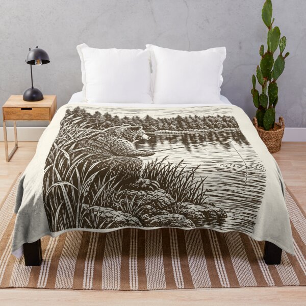 Item preview,  Bear Fishing Vintage Wildlife Animal Cottagecore  designed and sold by Y-Vibes.