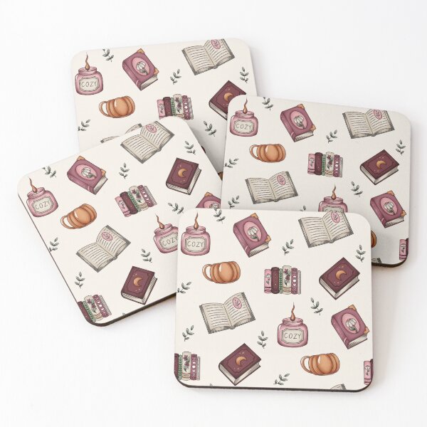 Item preview, Cozy Autumn Booklover Pattern (Mushroom mug, Books, Greenery, Candles) designed and sold by By_Lisart.