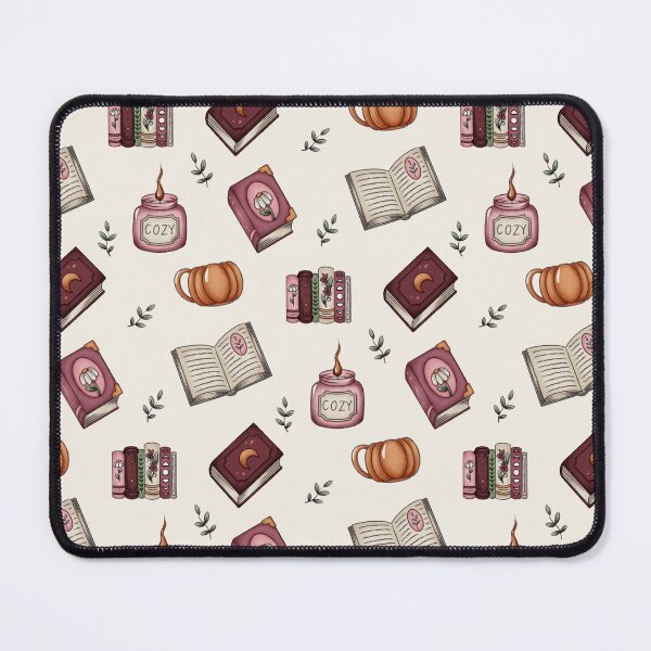 Item preview, Cozy Autumn Booklover Pattern (Mushroom mug, Books, Greenery, Candles) designed and sold by By_Lisart.