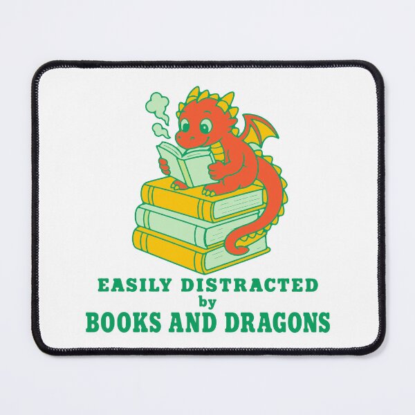 Item preview, Easily distracted by books and dragons - funny fantasy reader designed and sold by GagShots.