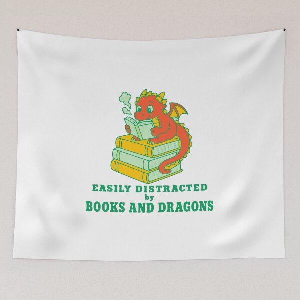 Item preview, Easily distracted by books and dragons - funny fantasy reader designed and sold by GagShots.
