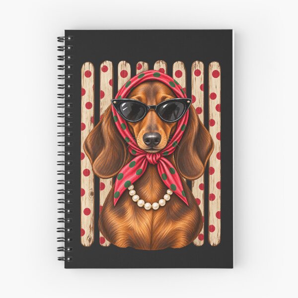 Item preview, Glam Dachshund Polka Dot Scarf Chic Dog Portrait designed and sold by AmiGraph.