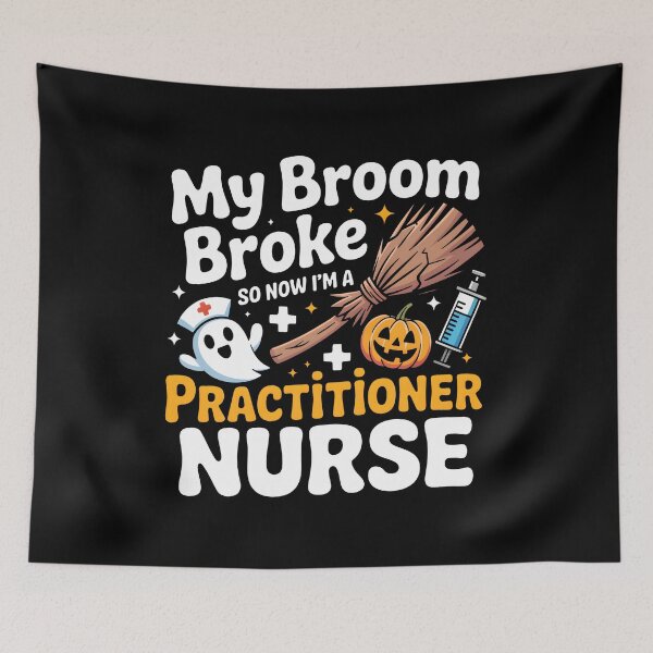 Item preview, Funny Halloween Witch Nurse Spooky Broom Design designed and sold by limanol.