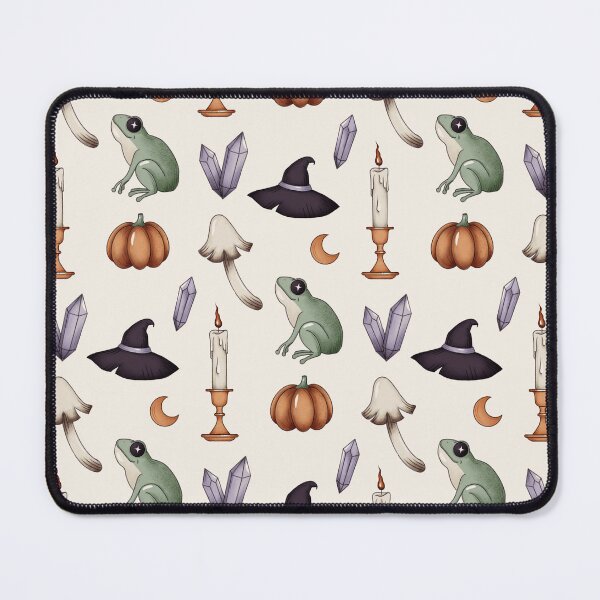 Item preview, Cozy Autumn Witch Pattern (Mushrooms, pumpkins, witches hat, candles and toads) designed and sold by By_Lisart.