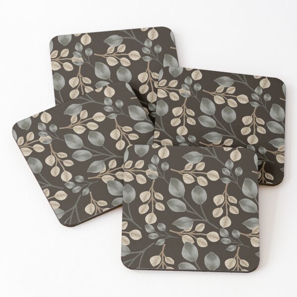 Item preview, Eucalyptus Leaves Dark Charcoal Brown Seamless Pattern Art  designed and sold by ​Jyoti Digital Artist.
