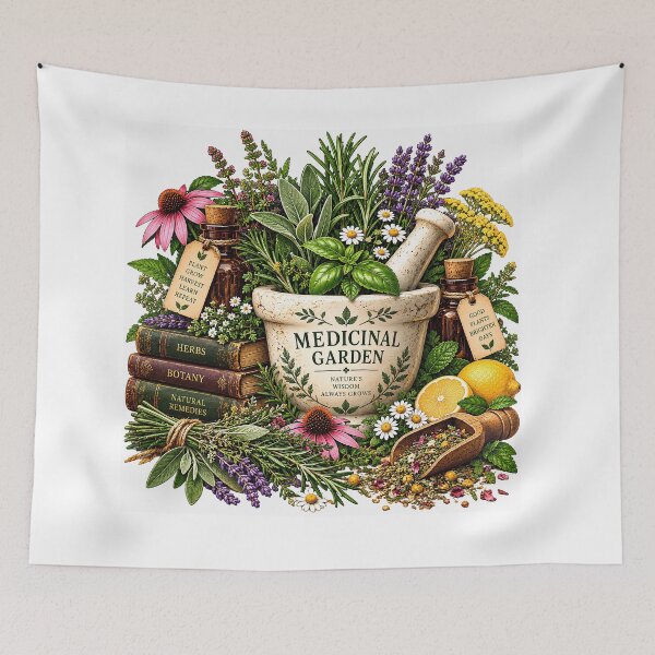 Item preview, Medicinal Garden Vintage Herbal Botanical Illustration designed and sold by FindYouByZ.