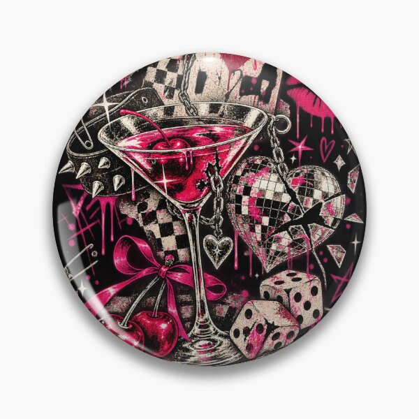 Item preview, After Hours – Pink Grunge Martini & Disco Heart Collage designed and sold by MetaModel Editions.